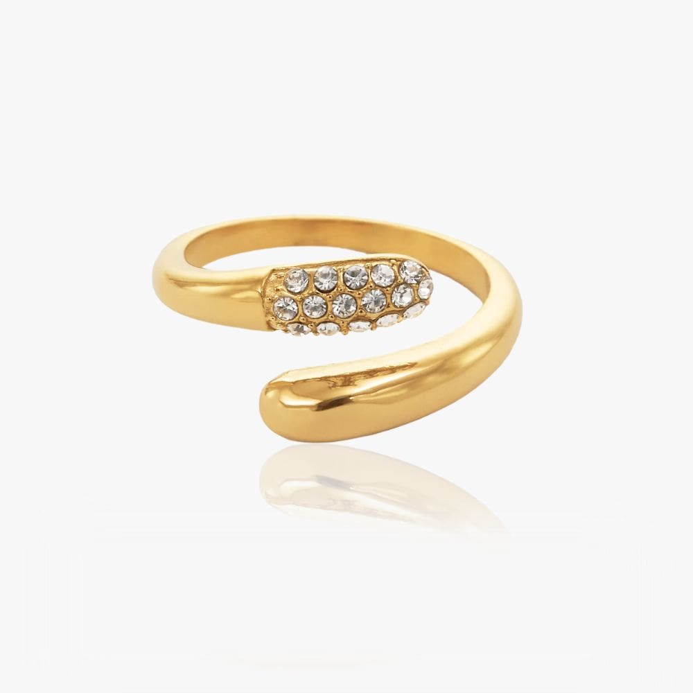 Krystal Dråbe Ring 18K Guldbelagt - Global Urban Jewelry