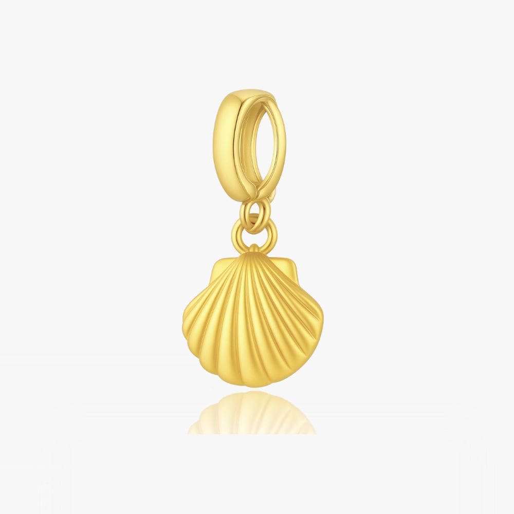 sea shell musling charm vedhæng i guld til halskæde eller armbånd