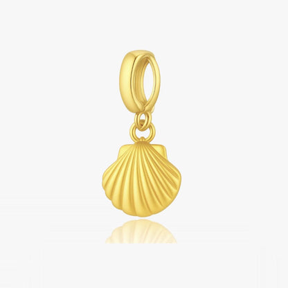 sea shell musling charm vedhæng i guld til halskæde eller armbånd