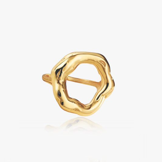 Tekstur Cirkel Ring 18K Guldbelagt - Global Urban Jewelry