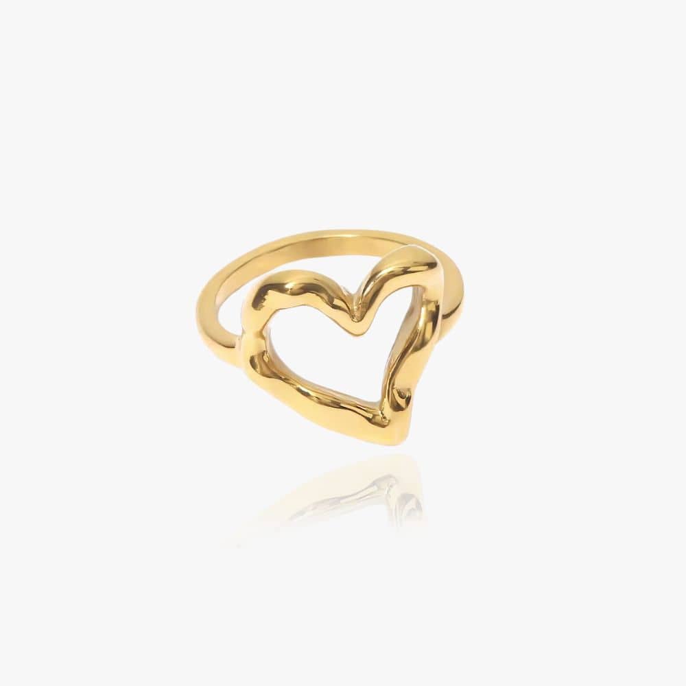 Tekstur Hjerte Ring 18K Guldbelagt - Global Urban Jewelry