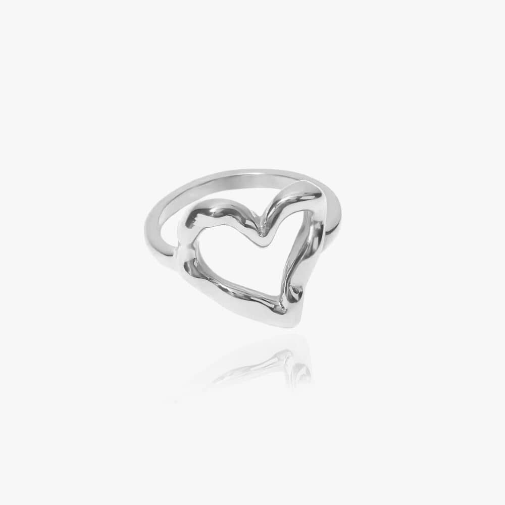 Tekstur Hjerte Ring Sølvbelagt - Global Urban Jewelry