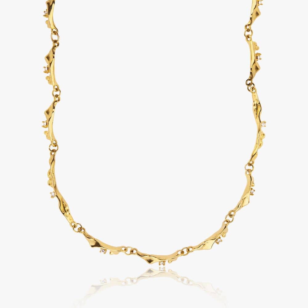 Tekstur Krystal Halskæde Choker 18K Guldbelagt - Global Urban Jewelry