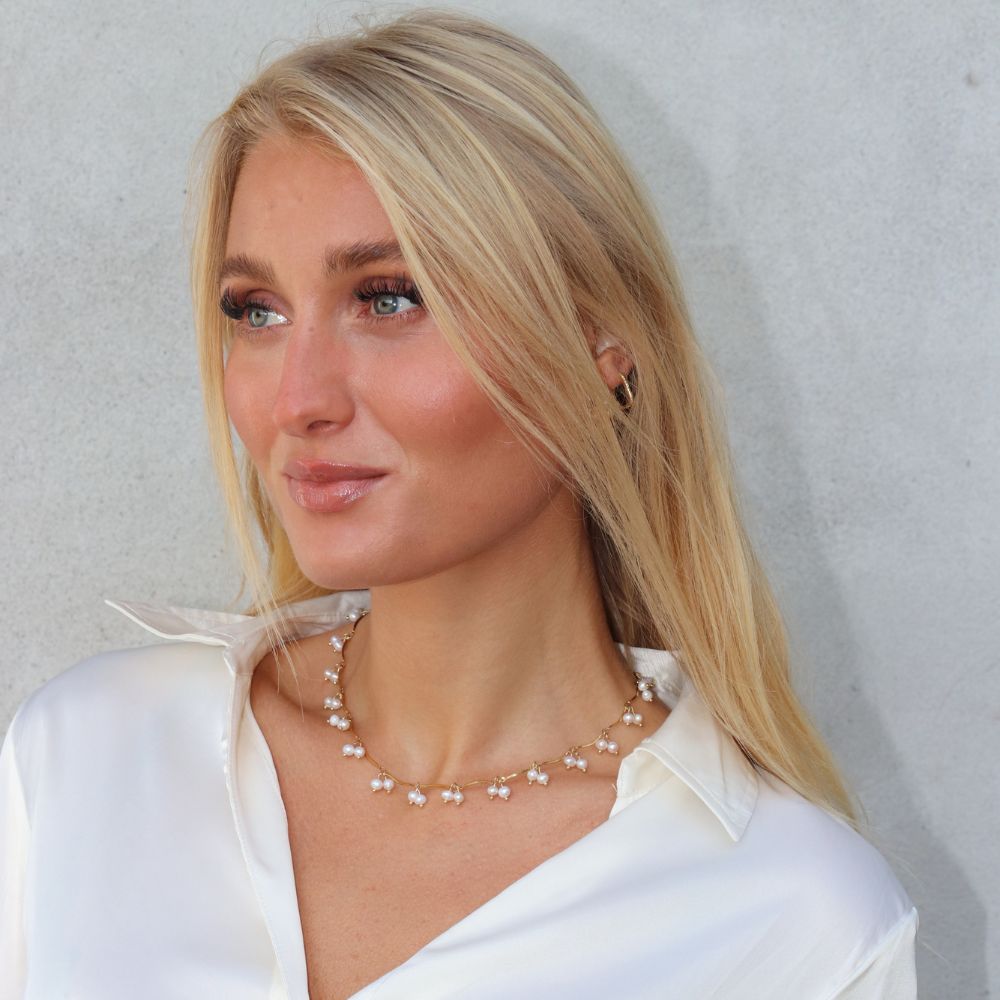 Tekstur Perlehalskæde Choker 18K Guldbelagt - Global Urban Jewelry