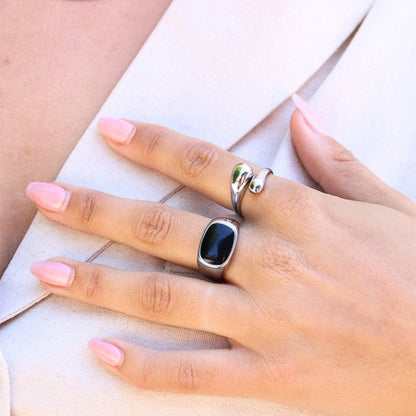 Vintage Chunky Ring Sort Sølv - Global Urban Jewelry