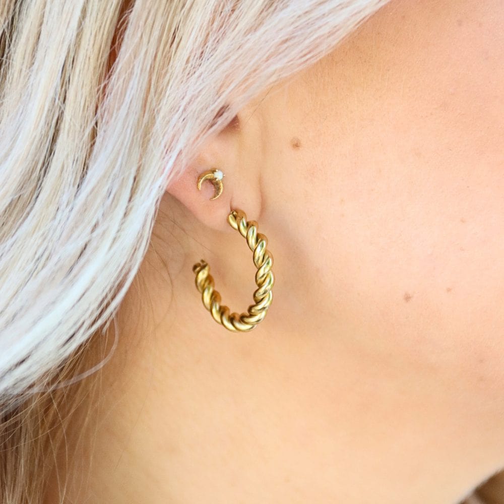 Vintage Spiral Tvist Hoop Øreringe 14K Guldbelagt - Global Urban Jewelry