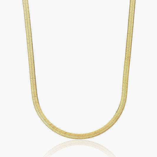 Flad Slangekæde Halskæde 18K Guldbelagt 4mm - Global Urban Jewelry
