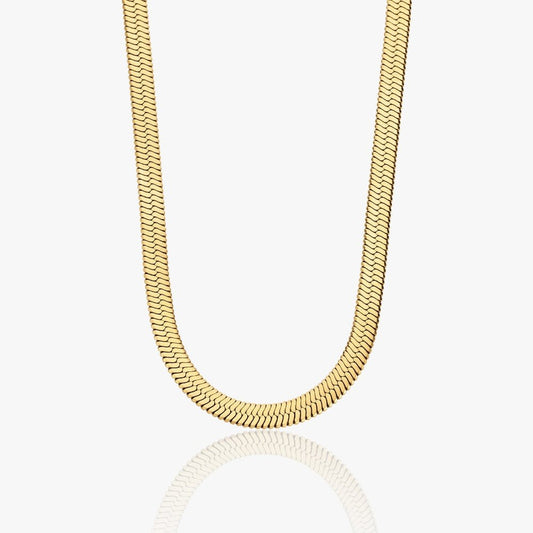 Flad Slangekæde Halskæde 18K Guldbelagt 5mm - Global Urban Jewelry