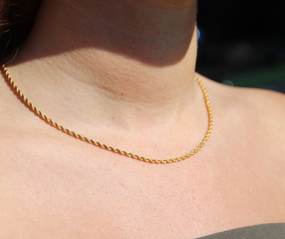 Rope Chain Halskæde 14K Guldbelagt 3mm - Global Urban Jewelry