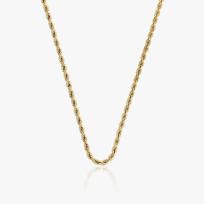 Rope Chain Halskæde 14K Guldbelagt 3mm - Global Urban Jewelry