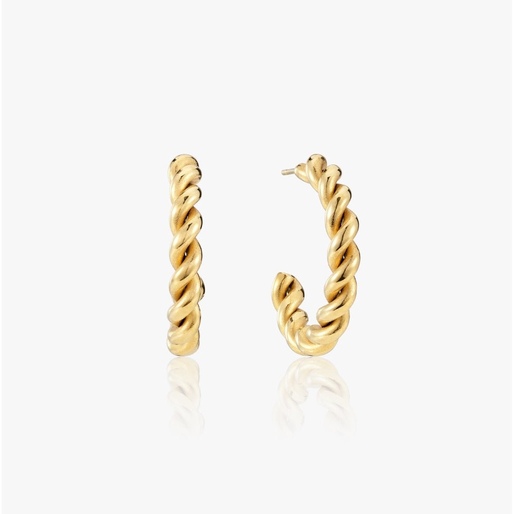 Vintage Spiral Tvist Hoop Øreringe 14K Guldbelagt - Global Urban Jewelry