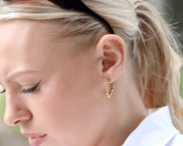 Vintage Spiral Tvist Hoop Øreringe 14K Guldbelagt - Global Urban Jewelry